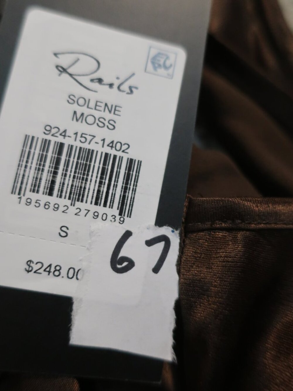NWT Womens Rails Solene Moss Brown (Item- 67) Sleeveless Satin Midi Dress S - Picture 6 of 15